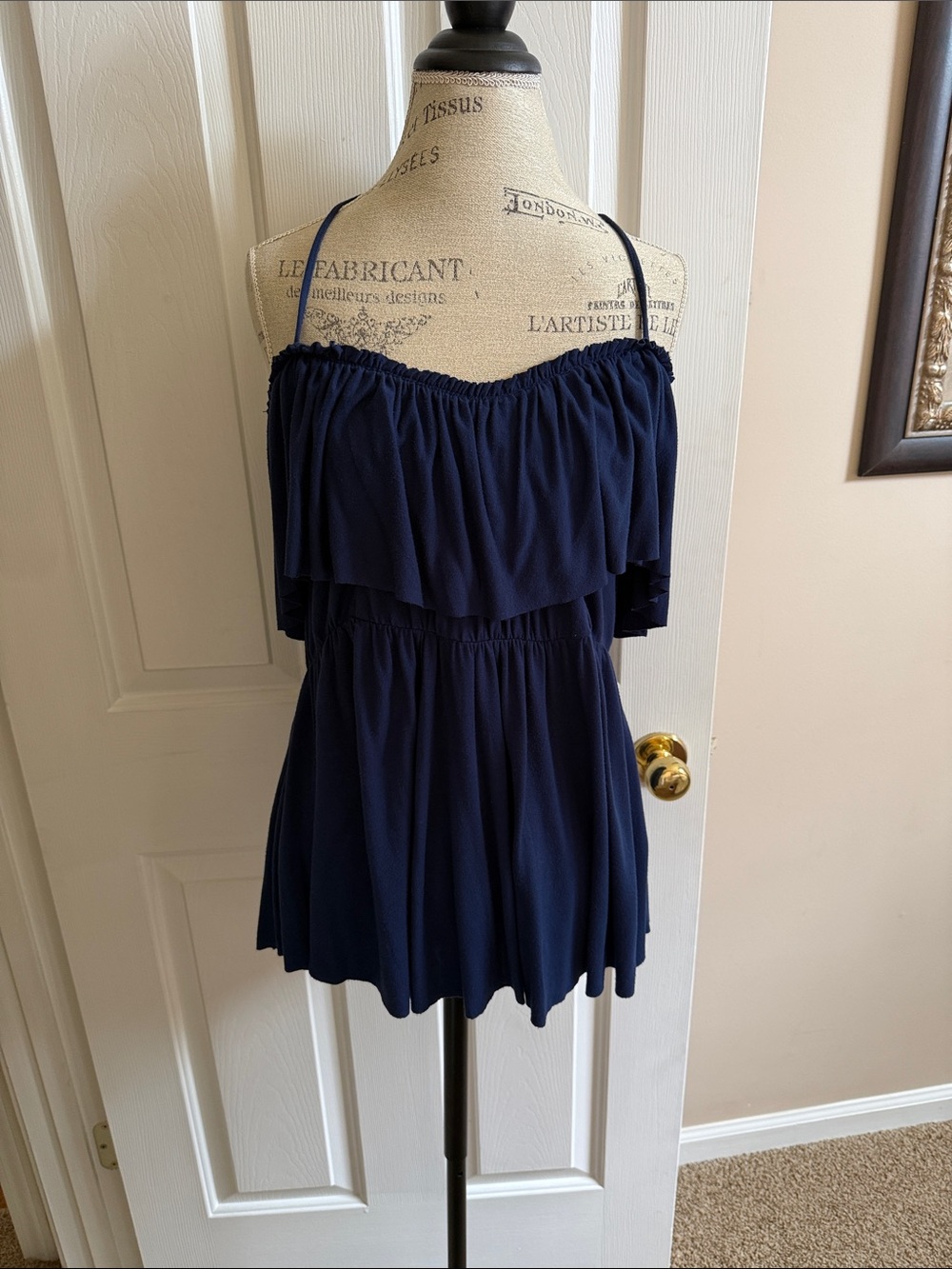 🌸Rachel Pally:  Navy Ruffle Camisole